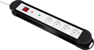 McPower Vrijstaande Stekkerdoos - 4 Stopcontacten - Aan/uit knop - Verdeelstekker met 1.4 meter kabel - Zwart/wit
