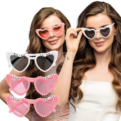 Boland - Set 3 partybrillen Bridal pearl Wit,Roze - Volwassenen - Geen verkleedthema - Bride-to-Be - Bruiloft