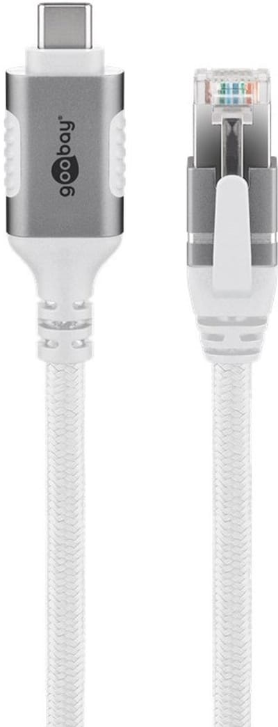 USB-C (m) naar RJ45 (m) - Gigabit Ethernet Kabel - Nylon Sleeve - 1.5 meter - Wit