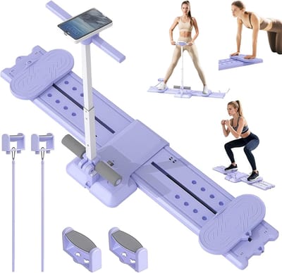 Pilates Reformer Board - Fitness Tool - Thuis Trainen - Compact Ontwerp - 30x14.5x63.5cm - Paars