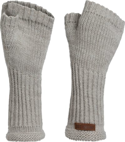 Knit Factory Cleo Gebreide Dames Vingerloze Handschoenen - Handschoenen voor in de herfst & winter - Grijze handschoenen - Polswarmers - Iced Clay - One Size