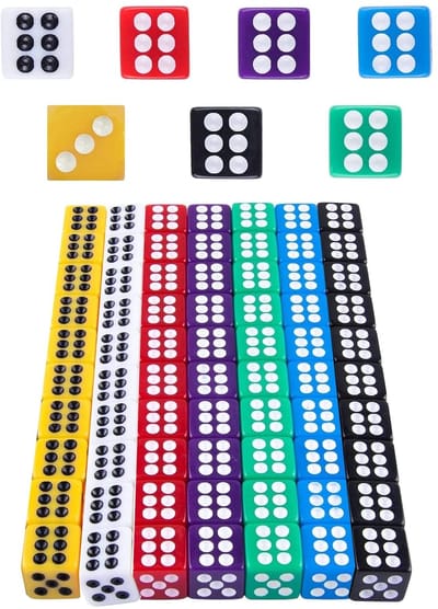 Dailygoody - Kleurrijke dobbelstenen - 6-zijdig - Set van 70 stuks