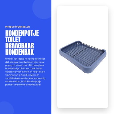 Dailygoods- Hondenpotje Draagbaar - Hondenbak Indoor - Hondentrainingstoilet - Verwijderbaar - Trainingsbak met Rooster - Voor Kleine/Middelgrote Honden - Hondentoilet