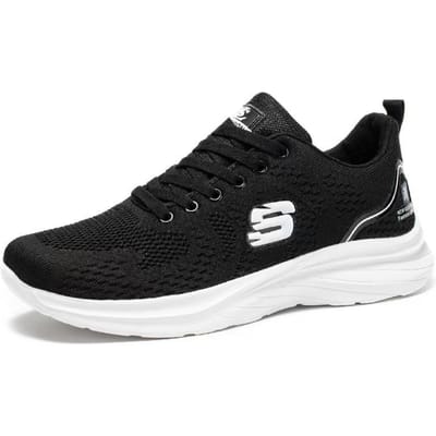 Lente Nieuwe Eenvoudige Koppelschoenen Hardlopen Sport Casual Schoenen Lichtgewicht en Ademend Heren en Dames Vliegend Gebreide Schoenen 40 black