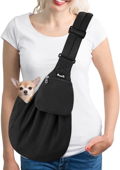 Honden Draagtas - Huisdier Schoudertas - Dieren Vervoeren - Gewatteerde Verstelbare Riem - 13-36 kg - Zwart