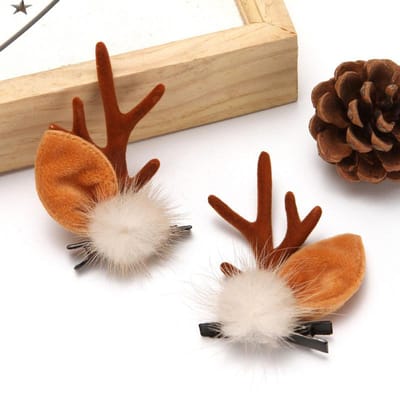 Kerst Haarspelden Kerst Haarbanden Haaraccessoires Herten Oor Haarspeld voor Meisje Foto Requisiet Kerstfeest Decoratie beige