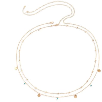 Dailygoods- Buikketting Gelaagd - Tailleketting - Lichaamsketting - Sieraden - Legering - Verstelbaar 95x0,4cm
