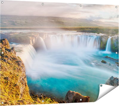 Gards Tuinposter Watervallen in IJsland - 120x90 cm - Tuindoek - Tuindecoratie - Wanddecoratie buiten - Tuinschilderij