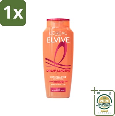 1 x L'Oréal Elvive Dream Lengths Shampoo 250 ml- Lang Haar - Beschadigd Haar - Herstel Shampoo - Keratine Shampoo - Castorolie Shampoo