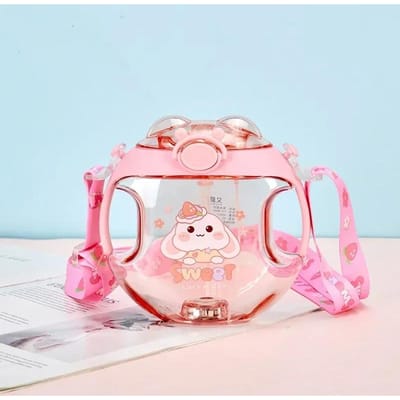 Tasse en forme de Donut 450ml pour Enfants Polymère Lumineux Bouteille d'Eau avec Pailles Dessin Animé Bouteille Pulvérisateur pour Enfants Utilisation Pratique à l'Extérieur 450ml