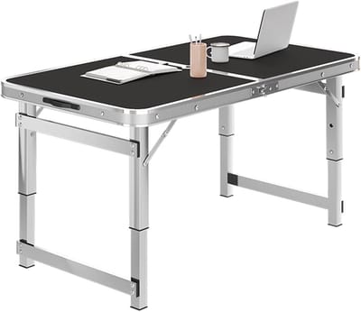 Opvouwbare Campingtafel - Buitentafel Klaptafel - Buiten Eten - In Hoogte Verstelbaar - 100 cm - Zwart