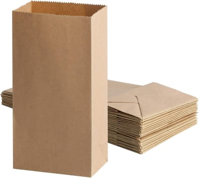 50 Stuks Bruine Papieren Tassen, 12 x 7 x 21,5 cm, Cadeautassen, Verpakkingen voor Trouwen en Feesten, Zakjes voor Snacks en Zaden