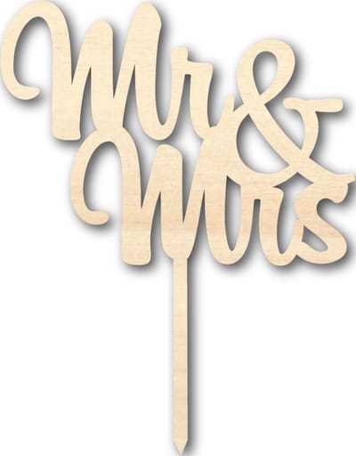 Houten caketopper / taarttopper - Mr & Mrs 4 - Taart / Cake topper op bestelling gemaakt