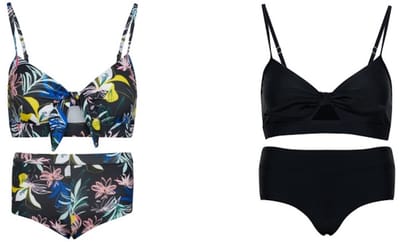 Set van 2 bikini hipster broekje en top - Angel's flower/ Zwart 140-146