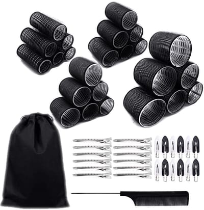 Dailygoods- Krulspelden 50-in-1 set - Extra grote/grote/medium/small - Zelfklevend - Metalen haarspelden - Volume/krullen - Inclusief staartkam - Haarrollers