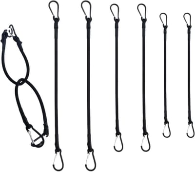 Spanrubber met haken - Elastische banden - Bagage vastzetten - Met karabijnhaak - Set van 6 - Zwart