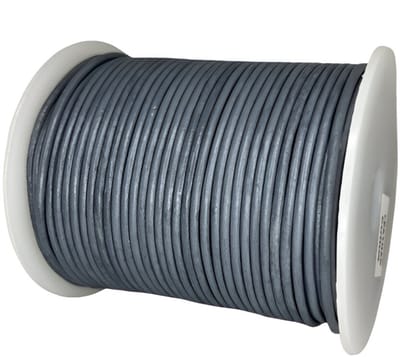 Leren Koord Rond, 50 m x 2 mm - Rond Lederen Koord, Voor Halskettingen, Armbanden, Sieraden, Knutselkralen en Veters (Grijs)