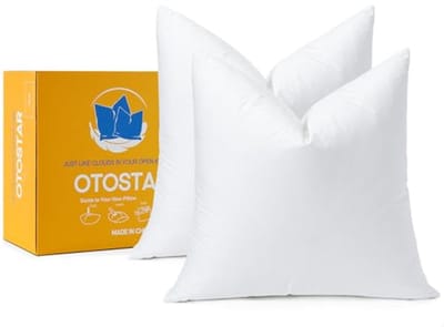 Set van 2 donzen en veren kusseninzetstukken 26 x 26 cm - Zachte pluizige vierkante kusseninzetten