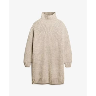 Superdry Gebreide Trui-jurk met Grove rib Lichtgrijs Grootte: 36