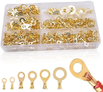 SnelShoppen - 540 Stuks Ring Lugs Set M3 M4 M5 M6 M8 M10 Koper Niet Geïsoleerde Kabel Ringconnectoren Ring Oogjes Assortiment Kit voor Auto Motorfiets