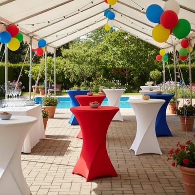 Statafelhoezen Elastaan - Bartafelhoezen - Feestelijke Evenementen - Versterkte Voetzone - Ø 80-85cm - Wit