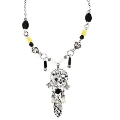 Behave - Zilverkleur ketting met etnische hanger - Boho festival look