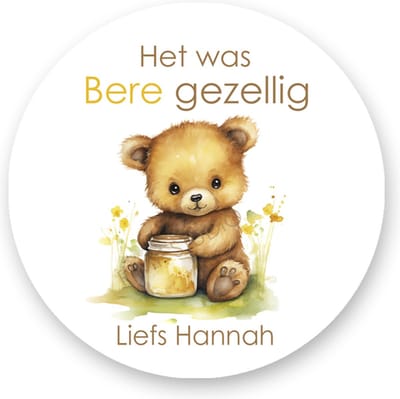 Traktatiestickers Afscheid Kleuterschool - Het was BERE gezellig - begin Basisschool -Sluitsticker - Kinder Traktatie - Traktatiestickers Pimp Studio