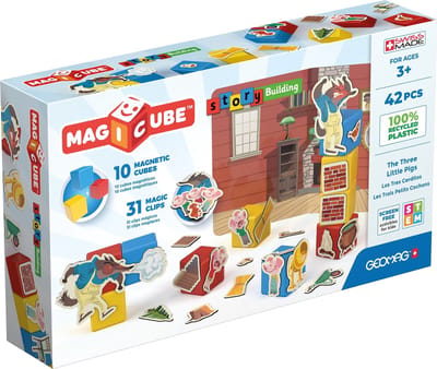 Geomag MagiCube Story Building Drie Kleine Biggetjes - Magnetisch Speelgoed - 42-delig - Vanaf 3 jaar