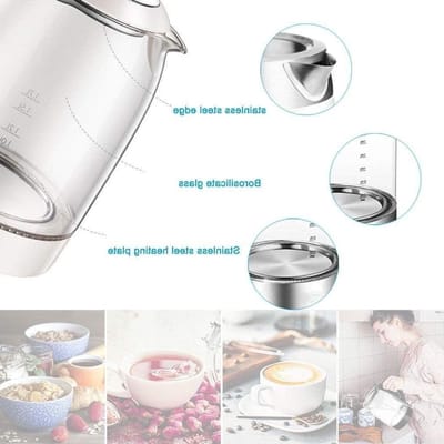 Waterkoker Glas - Snelle Ketel - Snel Water Koken - Stille Werking 50dB - 1.8 Liter - Wit