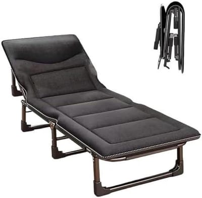 Opvouwbaar Bed - Logeerbed Volwassenen - Comfortabel Slapen - Verstelbare Hoofdsteun - 190x70cm - Zwart