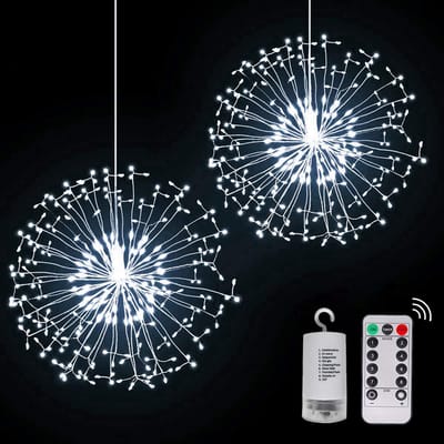 MUPOO Kerstverlichting met 198 LED lampjes - Wit licht - met afstandsbediening - 8 modi - Timerfunctie - Kerstdecoratie Binnen & Buiten - Lichtslinger Kerst Op Batterij - Set van 2 stuks
