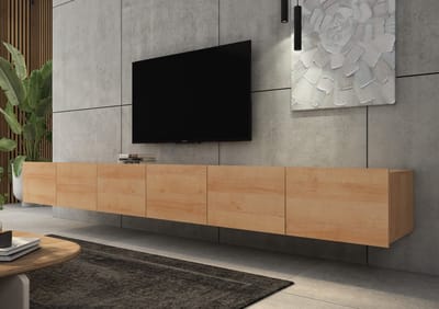 Promeubels - Tv meubel Cosenza - Eiken- 300cm (2x 150cm) - Tv kast - Hangend of staand