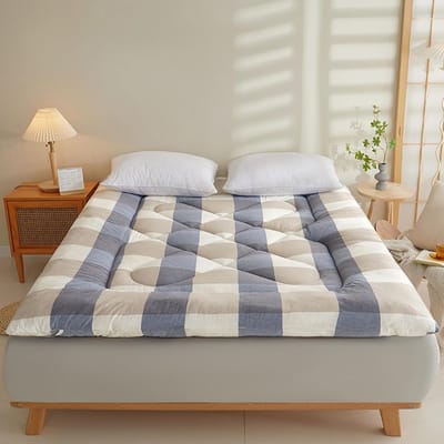 Katoenen Futon Matras - Vloermatras Slaapmat - Comfortabel Slapen - Elastische Banden - 0.9x2m - I