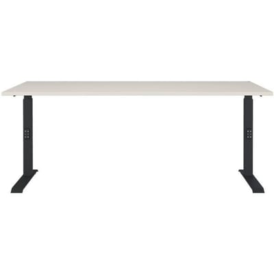 Bureautafel Aalborg - mechanisch in hoogte verstelbaar - B 1800 x D 800 x H 680 - 910 mm - C-voet - kasjmier en zwartgrijs
