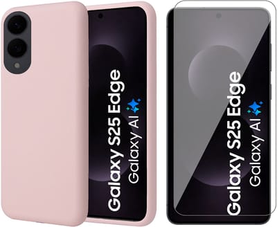 Hoesje geschikt voor Samsung Galaxy S25 Edge - Screenprotector Glas - Mat Back Case Roze