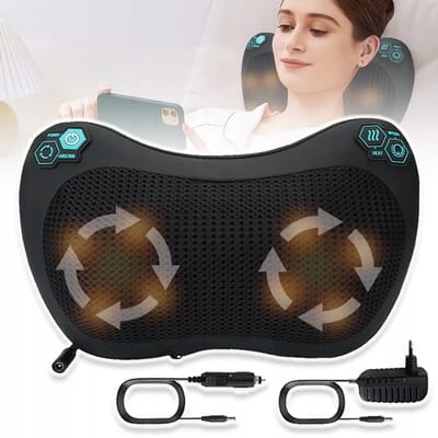 Massagekussen Met 8 Rollende Noppen - 3 Intensiteitsniveaus Rotatie in Twee Richtingen - Elastische Band Automatische Uitschakeling - Diepe Kneedmassage Voor Rug Nek Schouders En Benen - Zwart