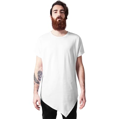 Urban Classics - Asymetric Long Heren Tshirt - M - Wit