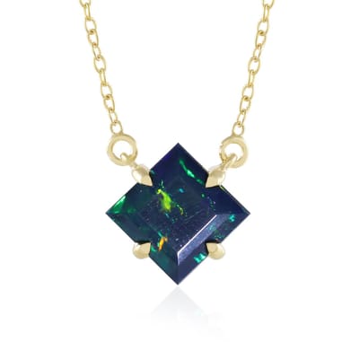 Cavill - Zilveren halsketting 925 Sterling Zilver verguld - 2,686 ct Mezezo opaal uit Ethiopië - Carré geslepen, prong zetting, elegante damesketting