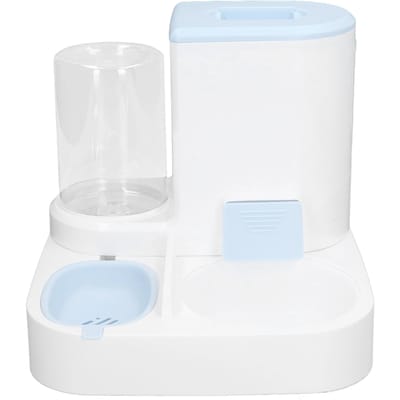 Ensemble Distributeur d'eau et de nourriture automatique pour animaux de compagnie Multifonction 2 en 1 Une pièce Grande capacité Distributeur d'eau et de nourriture pour chat white