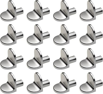 Set van 16 L-vormige metalen plankensteunen voor meubels, kastplanken en glazen houders, 5 mm dik