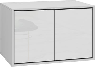 Badplaats Wastafelkast Capri 78 x 48 x 51 cm – Wit Hoogglans – Hangend Badmeubel met 2 Lades