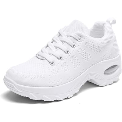 Mode Casual Dames Verhoogd Comfortabel Mesh Ademend Wandelen Dames Schoenen Lucht Sneakers 36 white