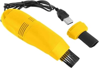 Auto-interieurreiniger mini usb auto stofzuiger laptop borstel auto-interieur ventilatie stofverwijderingsset plug-in stofzuiger - geel