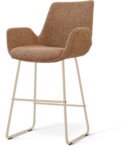 Nolon Nino-Eef Barkruk Bruin Blend - Beige Onderstel - 65 Cm - Barstoel - Modern - Armleuning - Stoffen - Kookeiland