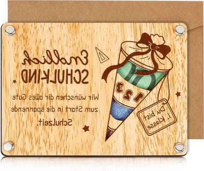 Schoolcadeau van hout, Eindelijk schoolkind, geldcadeau, verpakking, cadeau voor jongens en meisjes, schooldag, schooltas, vulling, eerste schooldag, feestdecoratie