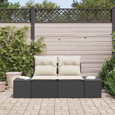 vidaXL - Tuin - Sofa - met - kussen - Zwart - 184 - x - 62 - x - 69 - cm - poly - rattan