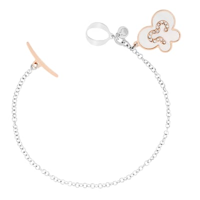 Orphlia ZA-7166 - Armband bicolor vlinder - 925 Zilver - parelmoer - 19 cm