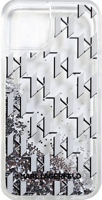 Karl Lagerfeld Back cover - iPhone 14 & 13 - Wit - Schokabsorberend TPU - Liquid glitter