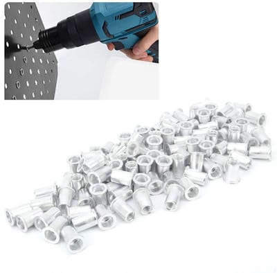 Dailygoods- Trekklinkmoeren 100 Stuks - Aluminium Platte Kop - Binnendiameter 8 mm - Buitendiameter 10,9 mm - Schokbestendig - Voor M8 Klinkmoeren