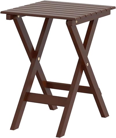 Inklapbare bijzettafel - Houten tuintafel - Buiten genieten - Massief populierenhout - 35x35x46 cm - Bruin
